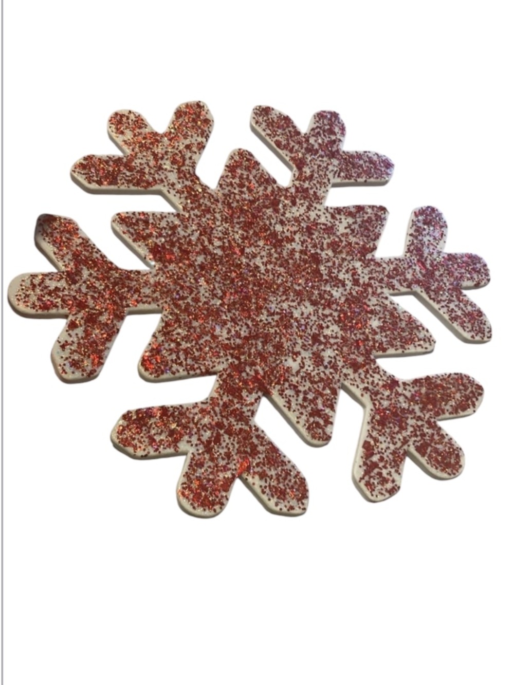 Snowflake Christmas Ornament in white and red glitter decoration
